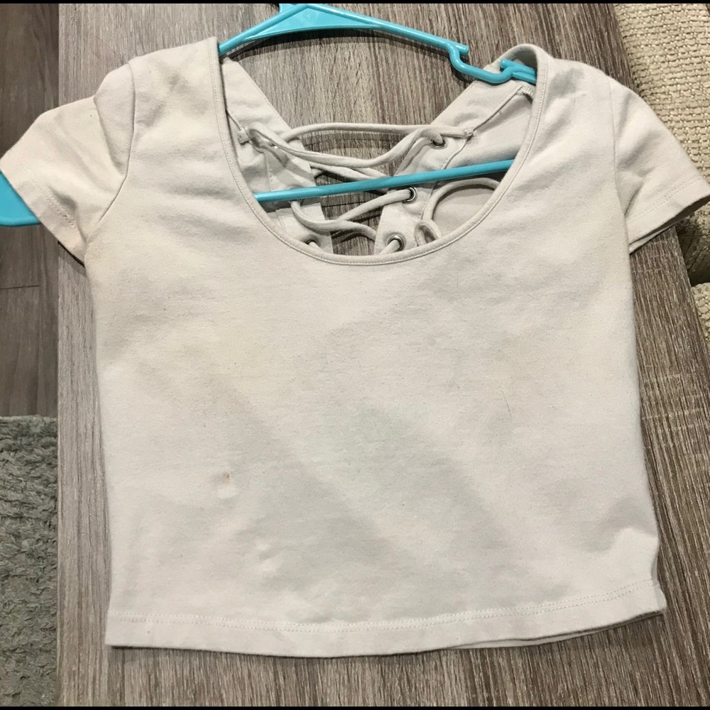 Crop top with lace up back